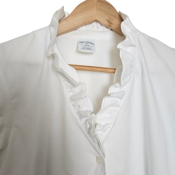 Brooks Brothers 346 Womens White Non-Iron Ruffle Oxford Button Down Shirt Sz 12P - Picture 3 of 10